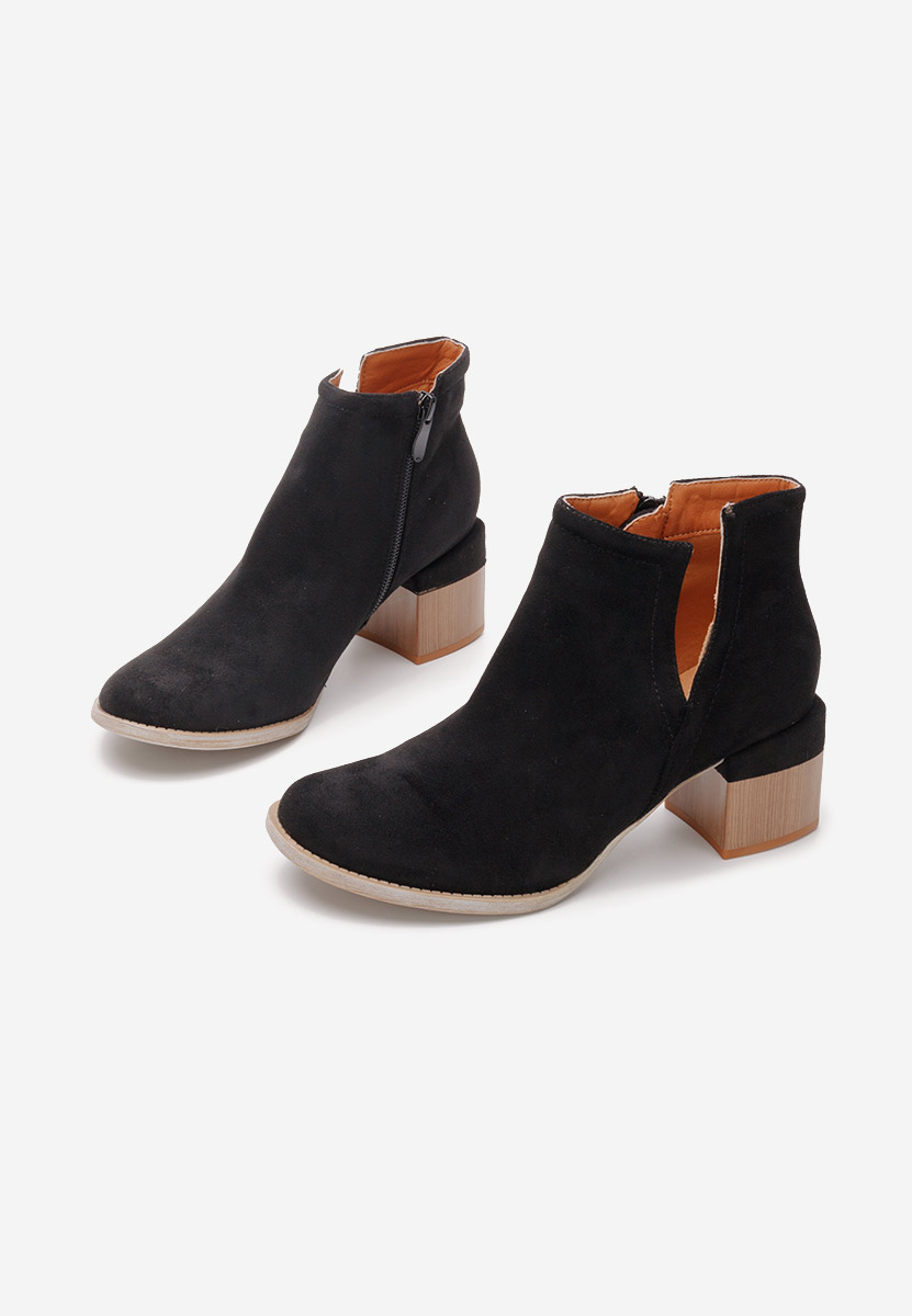 Bottines à gros talon noires Vesima