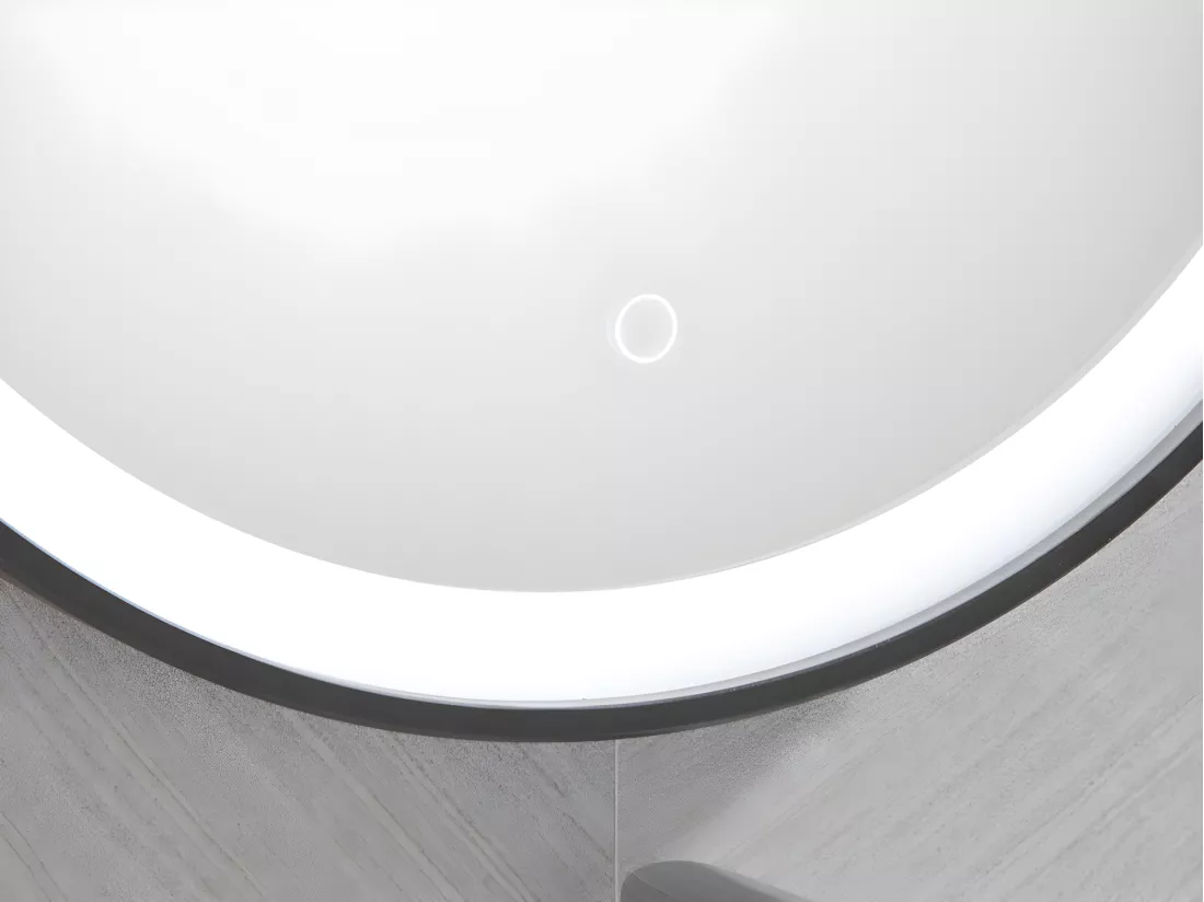Miroir de salle de bain lumineux rond noir à Leds - D. 60 cm - NUMEA