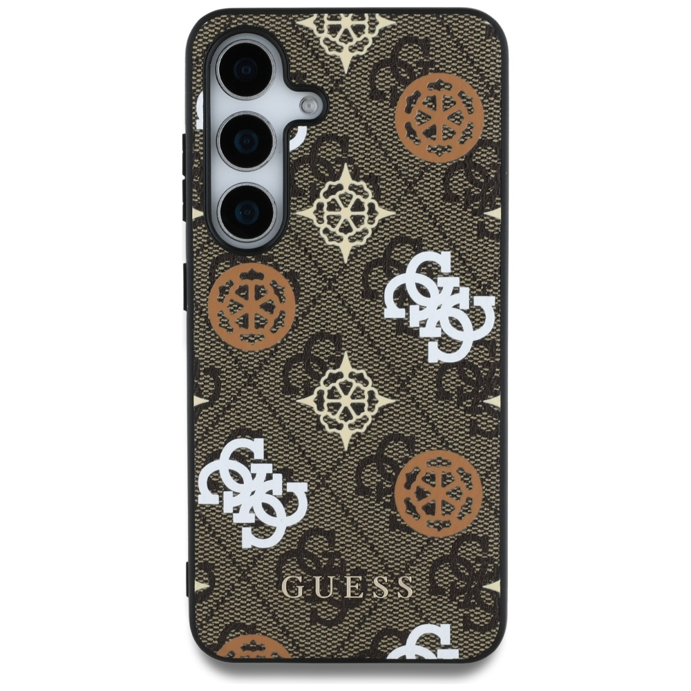 Samsung Galaxy S25 Leder Hardcase Hülle 4G Printed Colored Peony MagSafe-Modul (GUHMS25SP4PWPW) - Braun