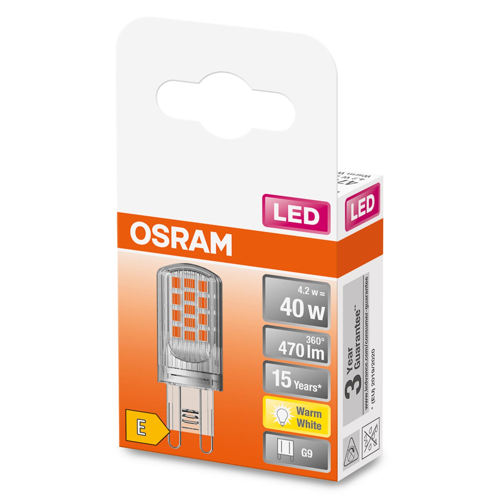 LED-Leuchtmittel PIN40 - G9 - 4,2 Watt - warmweiß
