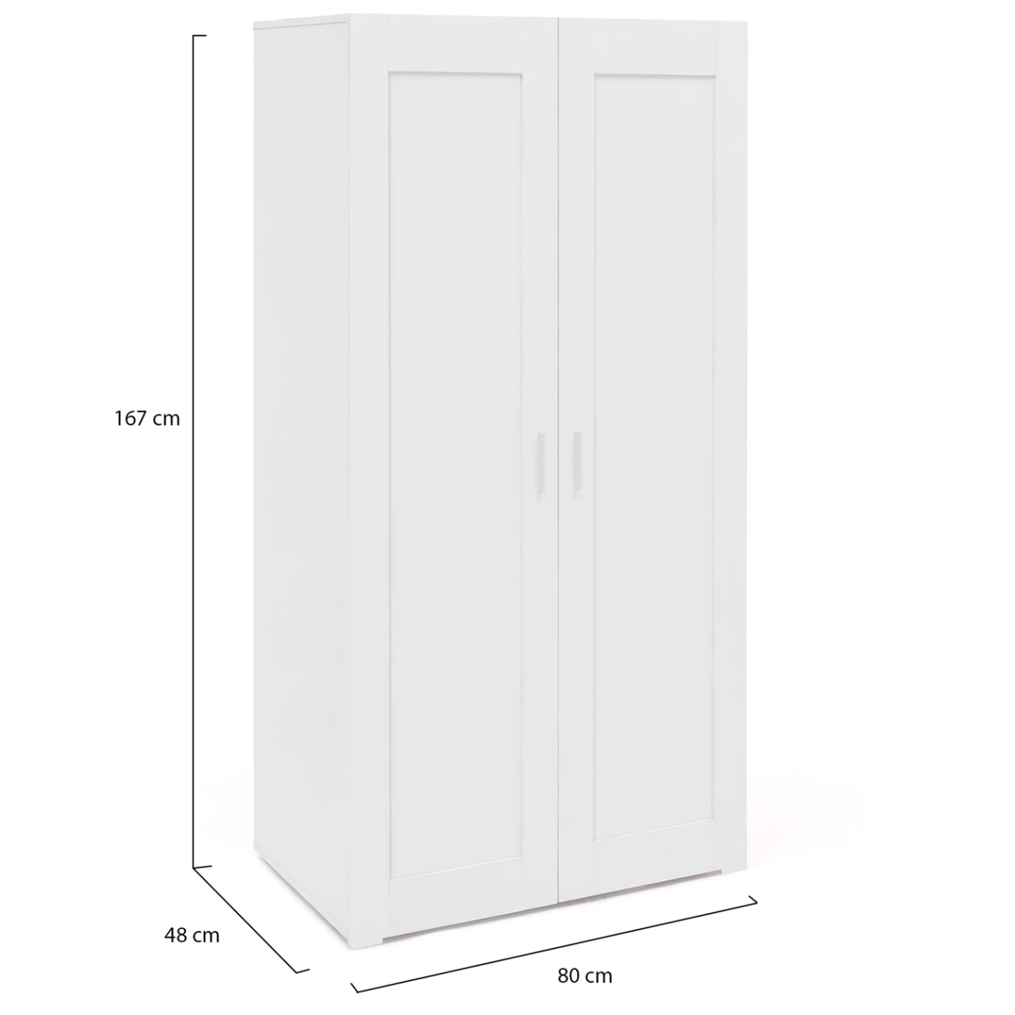Armoire 2 portes VITO blanc penderie 80 cm avec étagères rangement maxi capacité