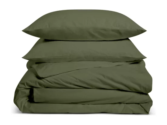 Parure de lit unie 100% Percale de coton - Kaki - 220x240cm