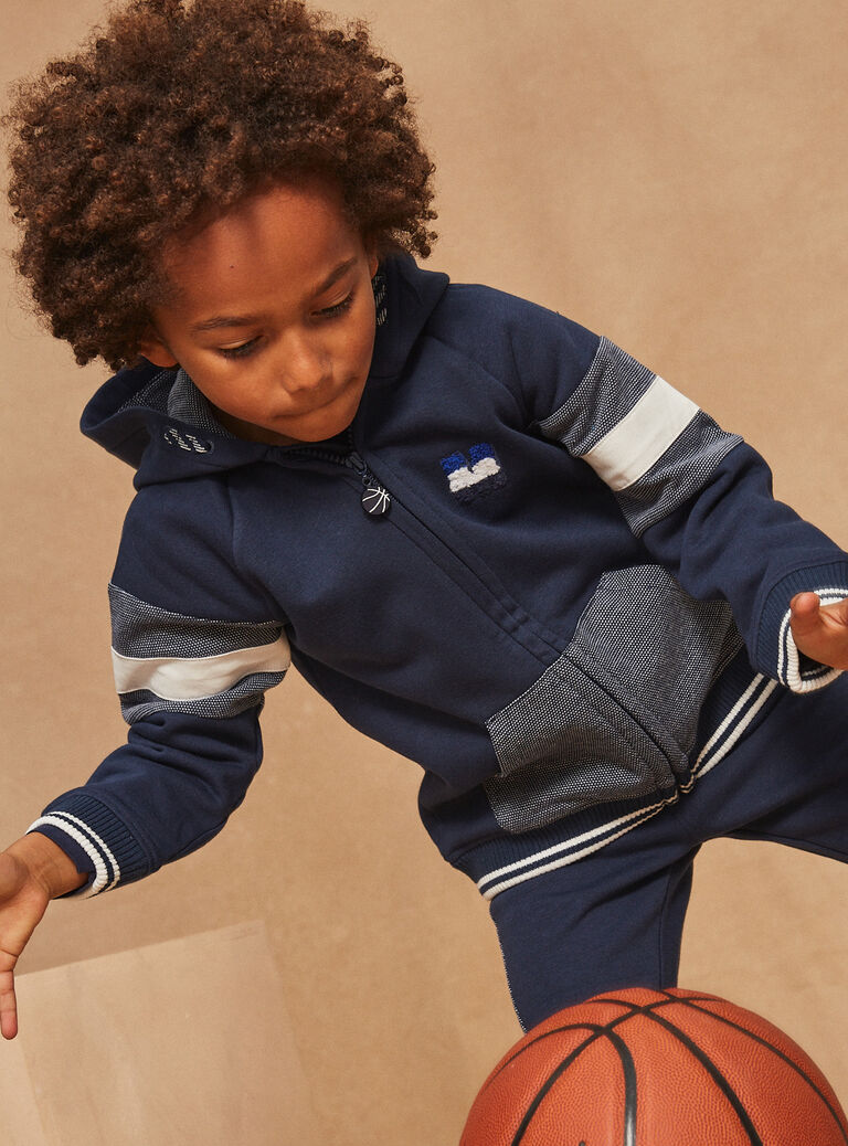 Sweat à capuche bleu marine et gris foncé