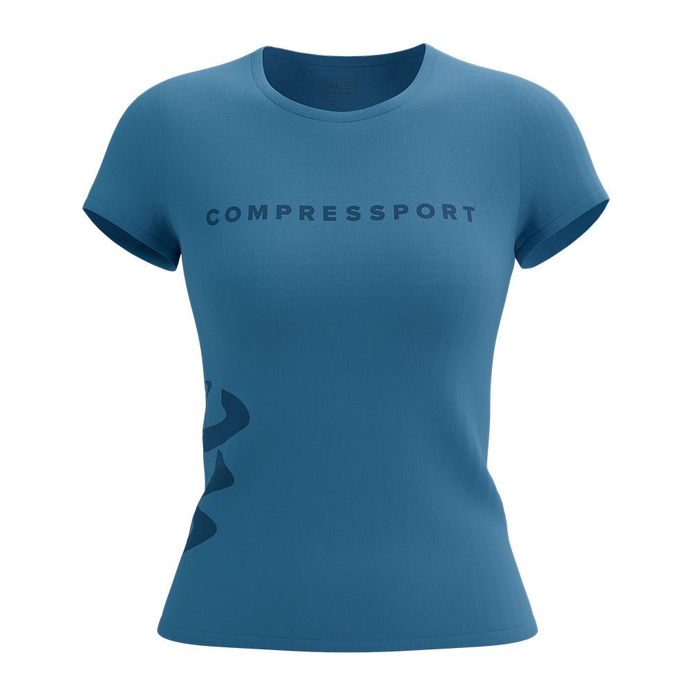 Compressport LOGO SS - Maillot Femme pacific coast/estate blue