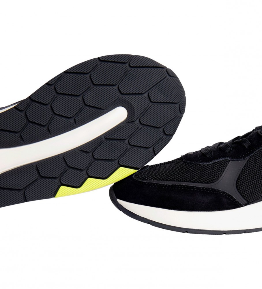 Tênis Hackett H-Runner Tech Pro em couro, preto