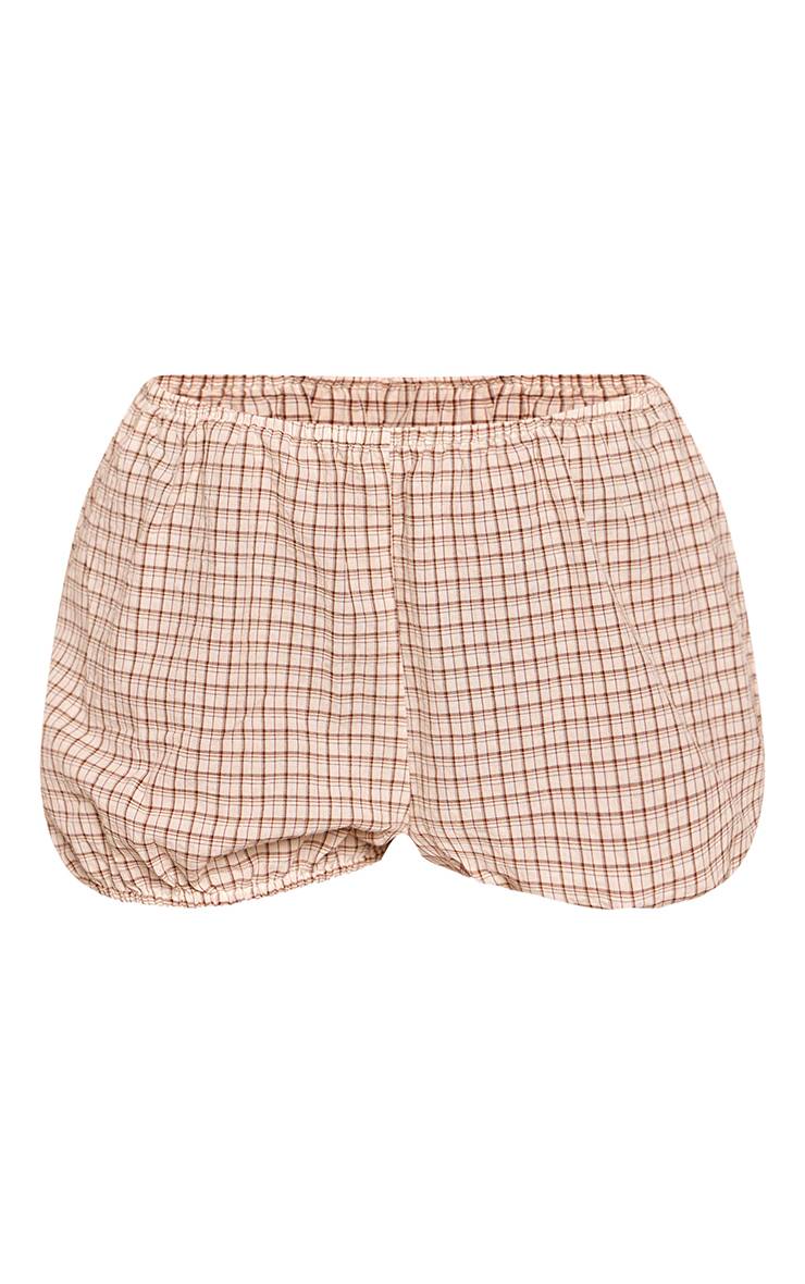 Gris Pierre Short Bouffant À Carreaux Petite Taille - Ensemble Coordonné