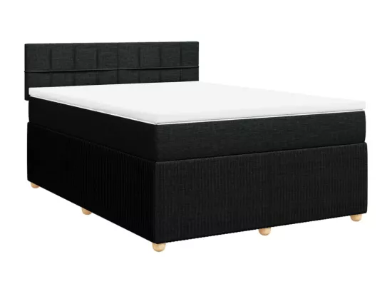 Sommier à lattes de lit avec matelas Noir 140x190 cm Tissu