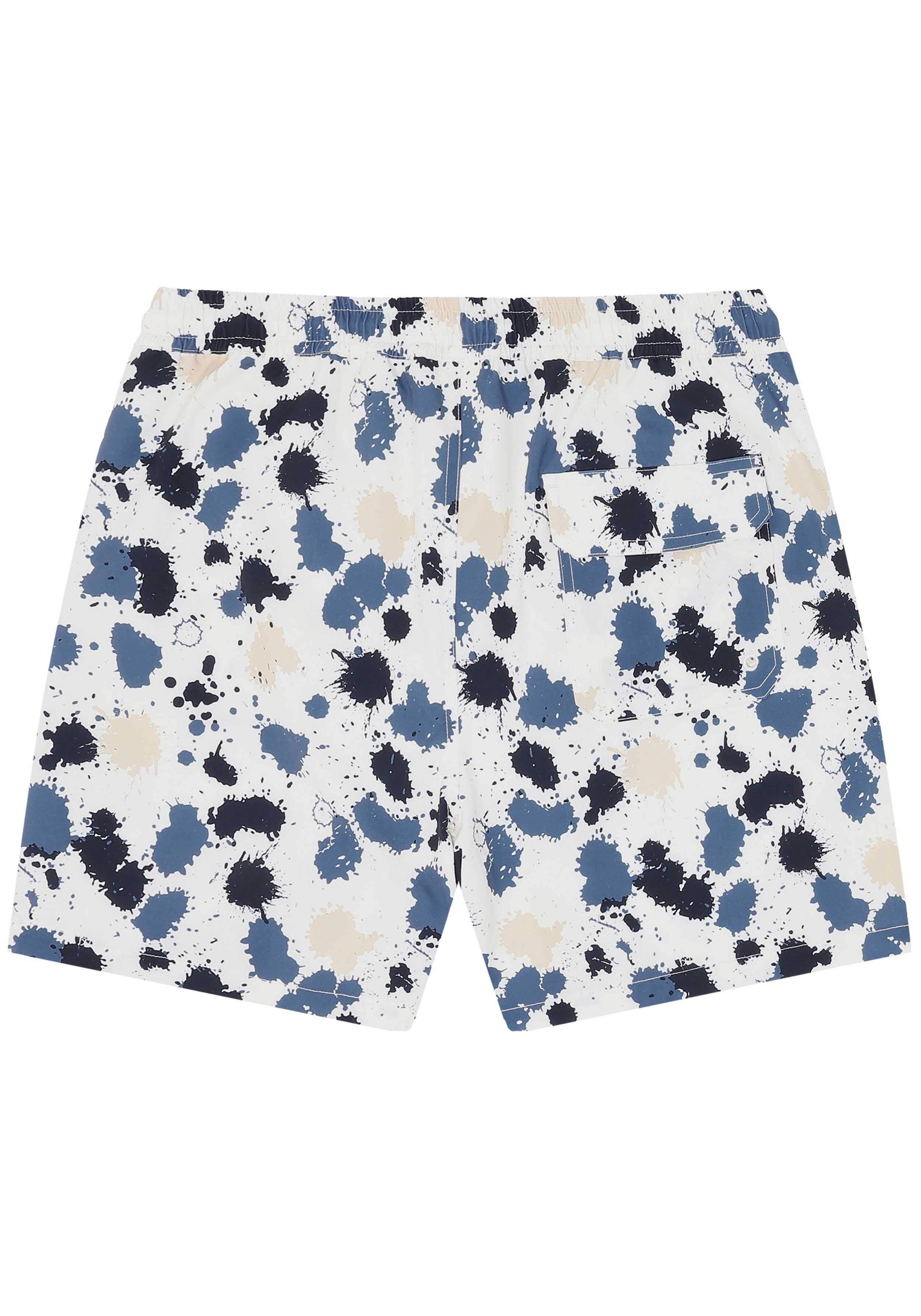 Knowledge Cotton Apparel Badehose AOP Water is Life Blue