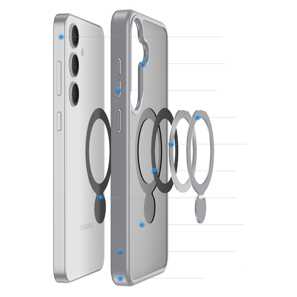 Samsung Galaxy S25 Hybrid Hardcase Hülle   TPU Bumper   Kickstand Aufsteller MagSafe-Modul - Grau