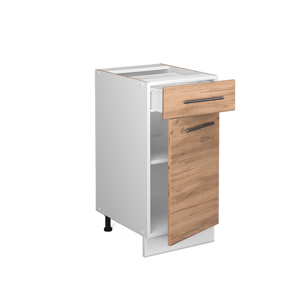 Vicco Schubunterschrank Küchenschrank Küchenmöbel Fame-Line Weiß Eiche modern 40 cm Küche Einbauküche Drehtür Schublade Einlegeboden Blende Küchenzeile