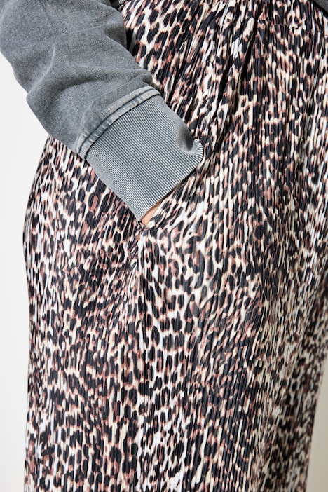 Hose, Wide Legs, High Waist, Plissee, Leo