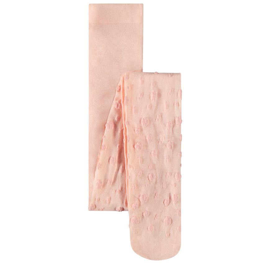 Collants fins avec motifs floraux en relief pour fille - Rose