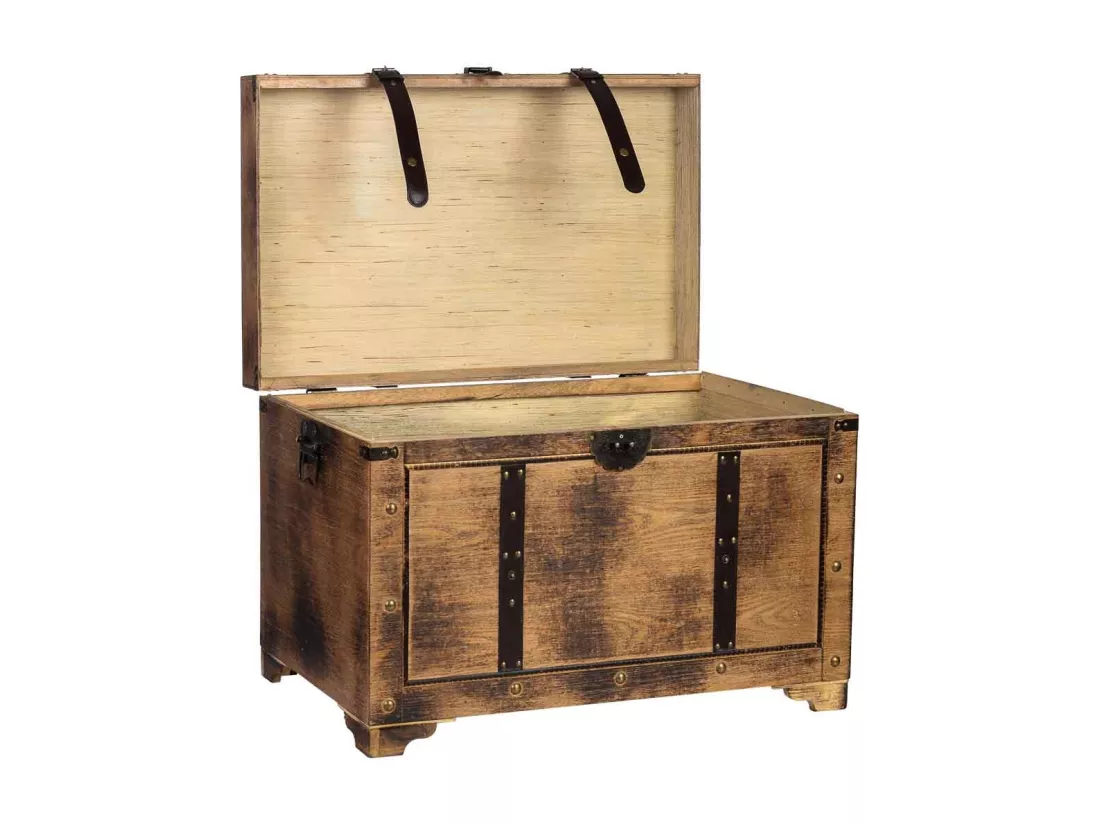 Coffre en bois marron 75x74x51