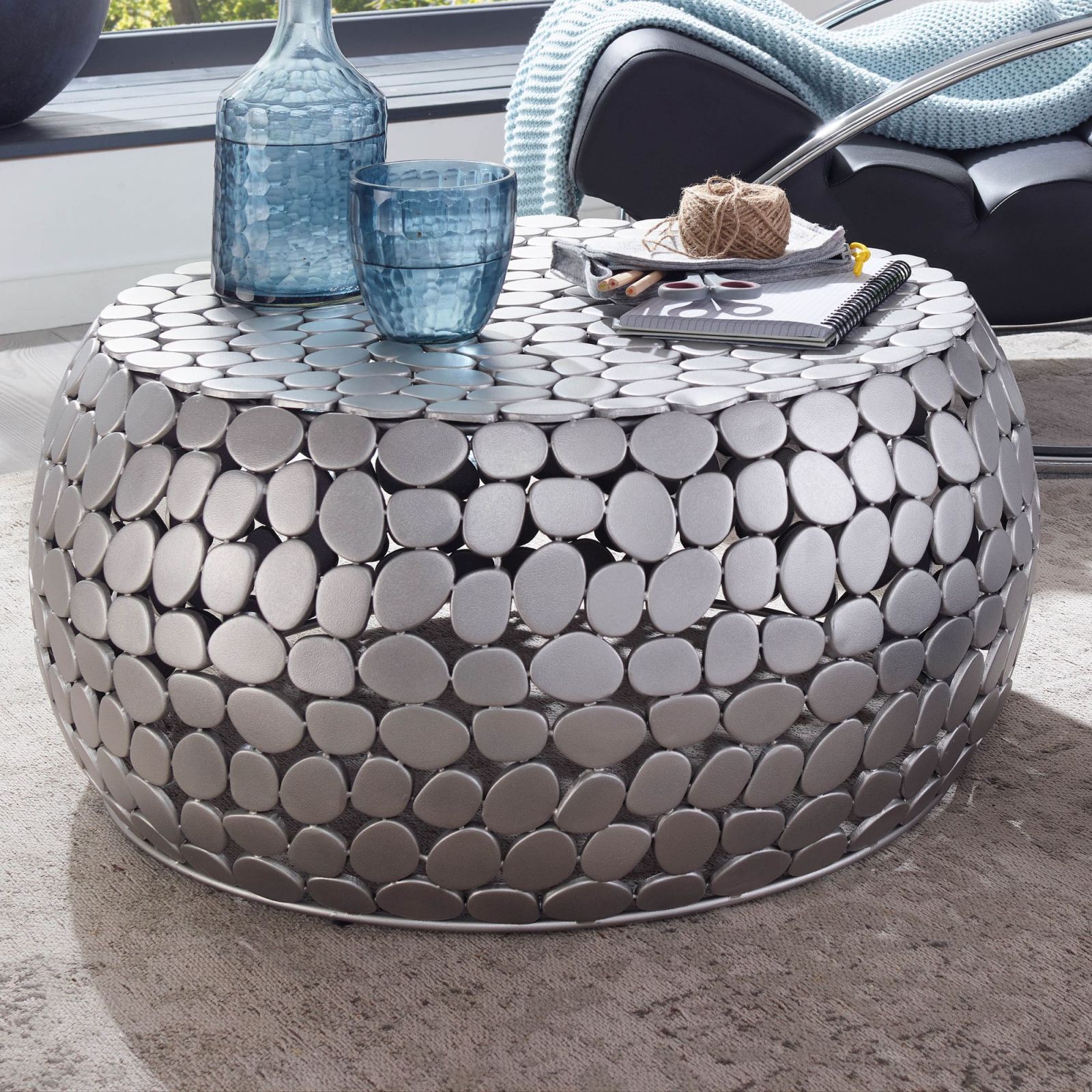 Couchtisch - silber - Aluminium - 66 cm