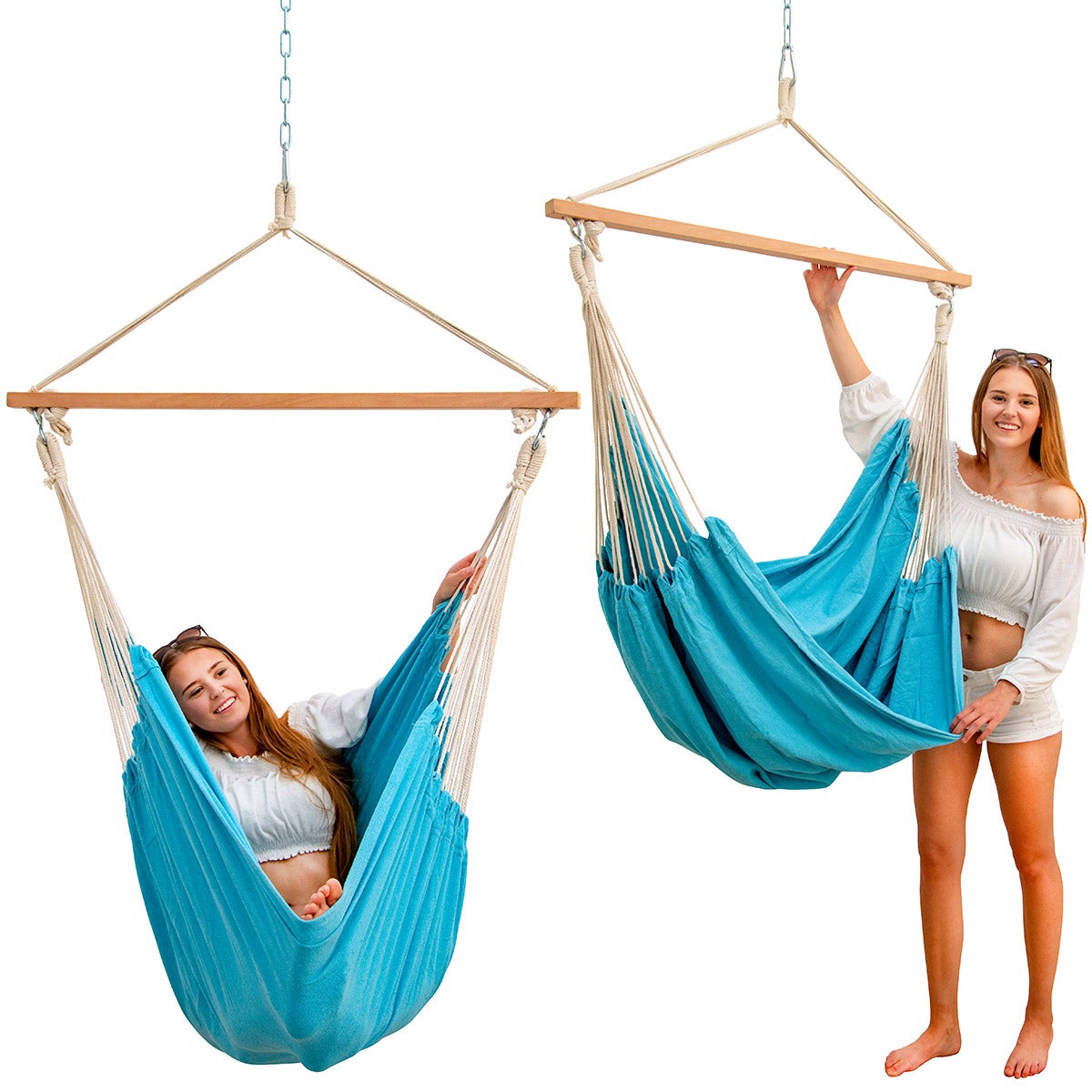 XL Hangstoel Relaxstoel 185x130cm in Pacific Blue tot 150kg