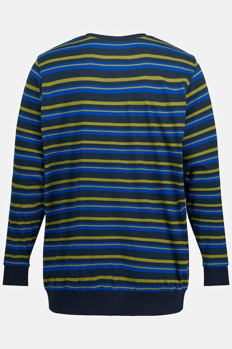 Schlafanzug, Bauchfit, Homewear, Zweiteiler, Langarmshirt mit Ringeln, lange Hose, bis 8 XL