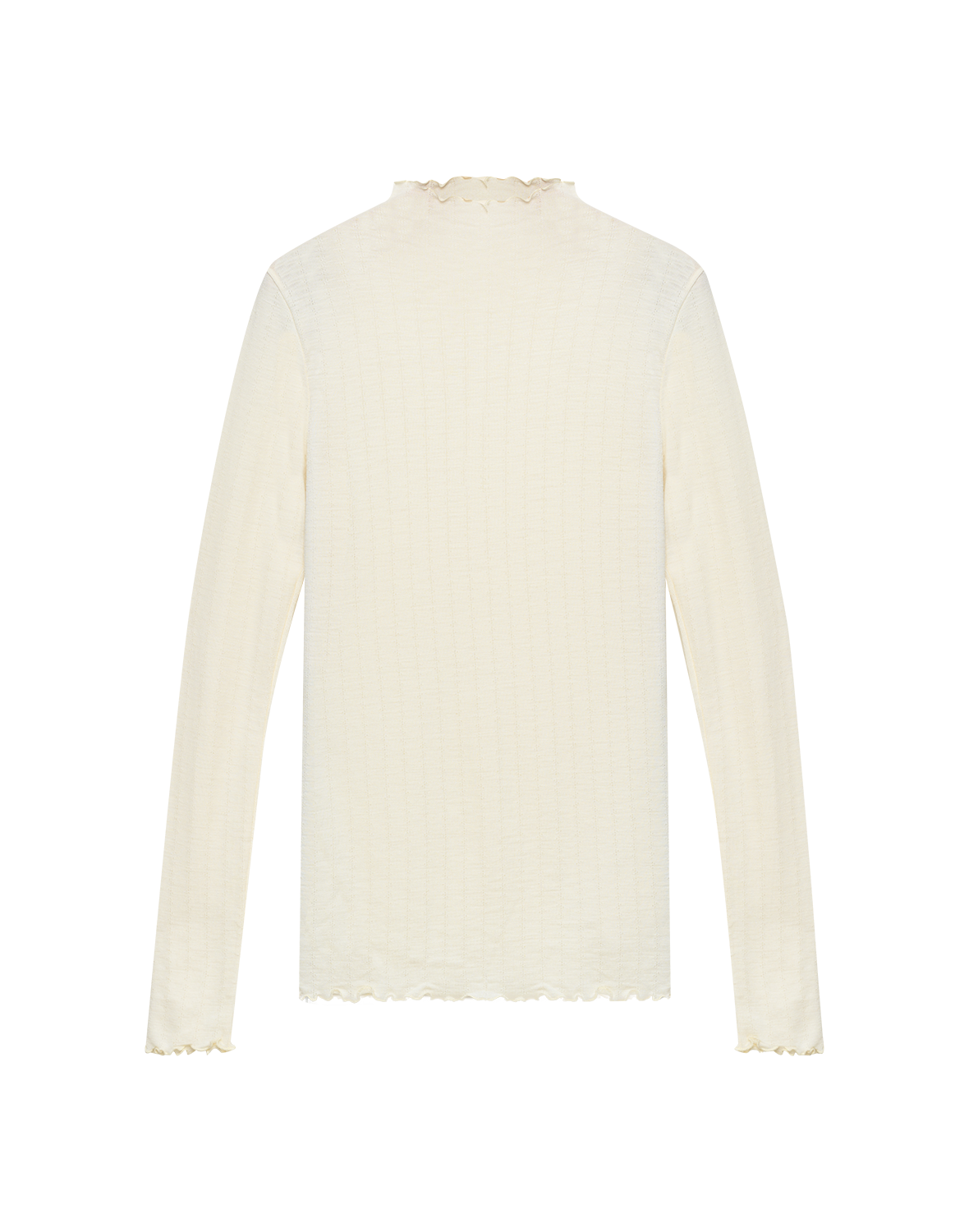 Pointelle shirt met hoge hals van merinowol/zijde voor dames