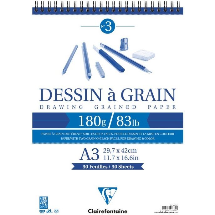 Dessin à Grain bloc spiralé 30F A3 180g