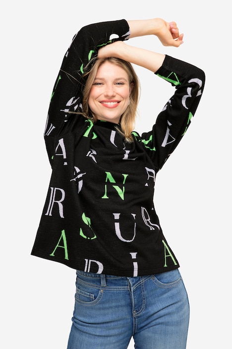 Sweatshirt, Buchstaben-Print, Stehkragen, Langarm, OEKO-TEX