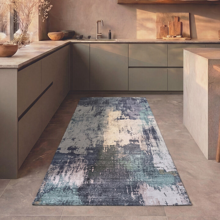 Wasbare loper - Domingo Grunge Groen/Creme