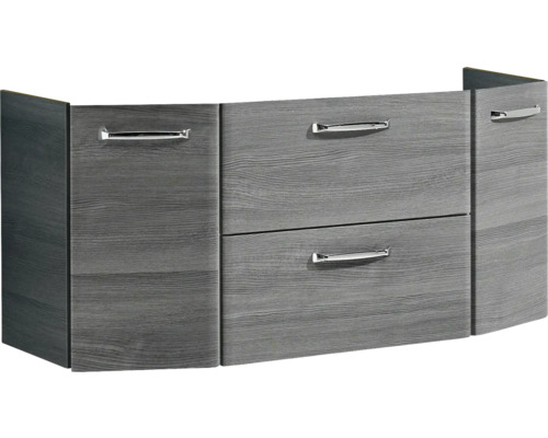 Pelipal Quickset 328 badkamermeubelset, BxHxD 145 x 200 x 39 cm, grafiet getextureerde fronten, met witte glazen wastafel, onderkast en bovenkast 328.120007