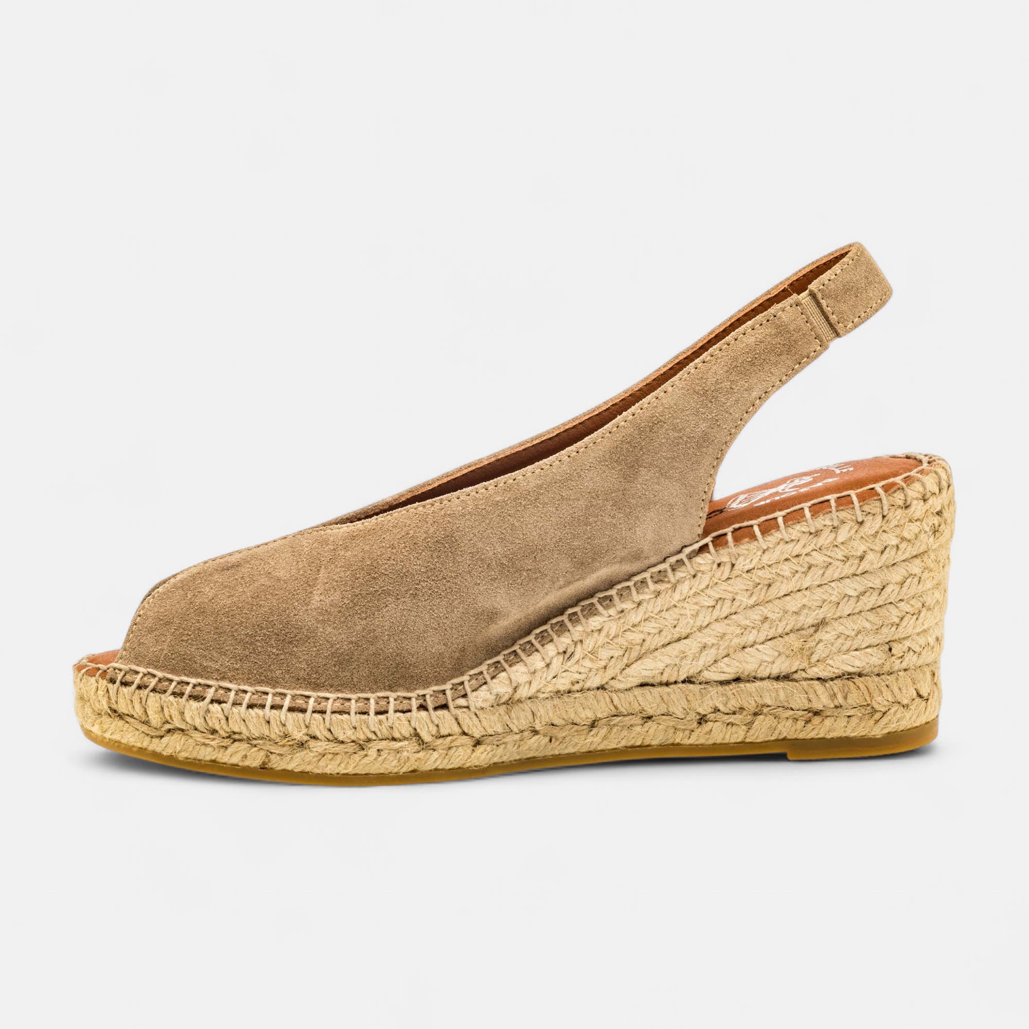 Espadrilles à talon compensé Femme en cuir ecru