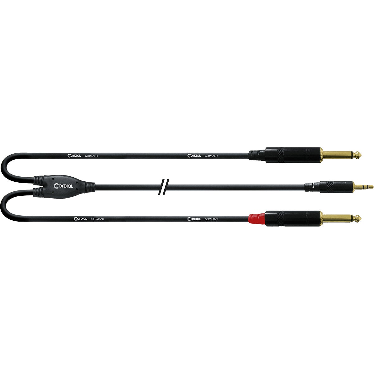 Cordial CFY0.9WPP Intro verloopkabel jack 3.5mm TRS-2x 6.3mm TS 0.9m zwart