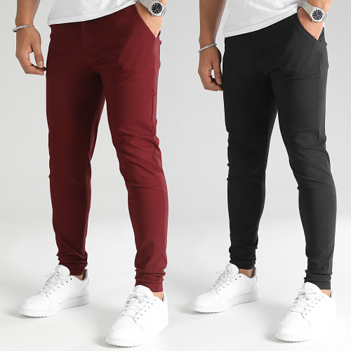 Lot De 2 Pantalons Chino Bordeaux Noir
