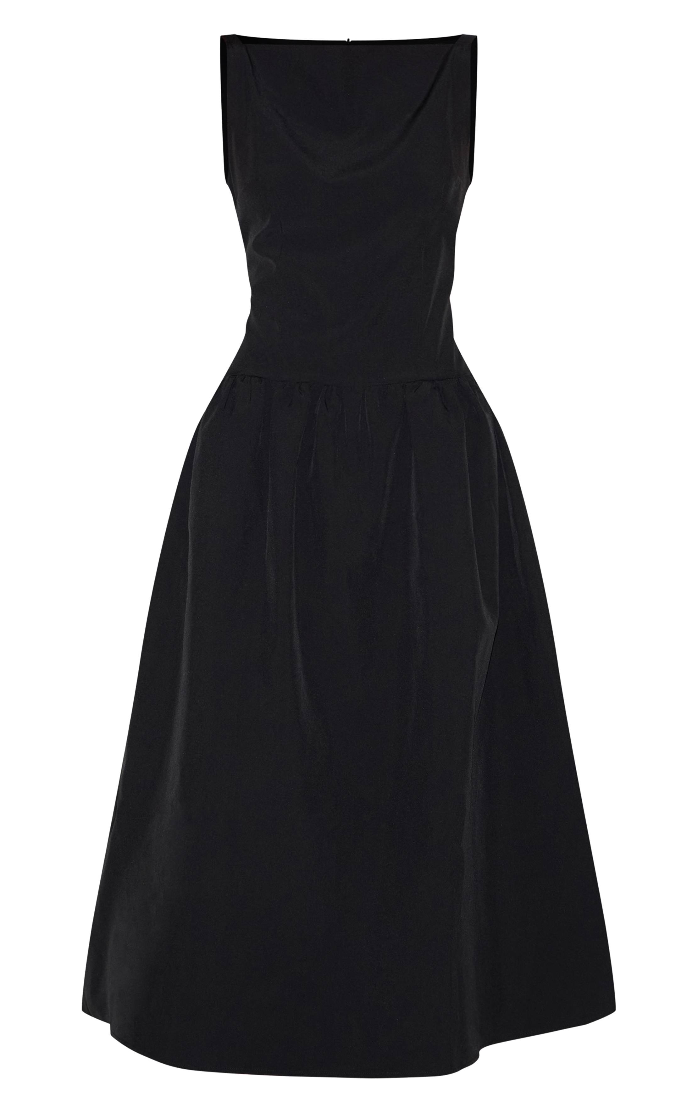 Noir Robe Mi-longue À Taille Basse Et Imprimé Fleuri