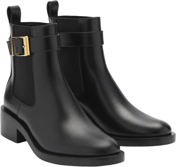 MANGO Ankle boots with elastic panel and Black