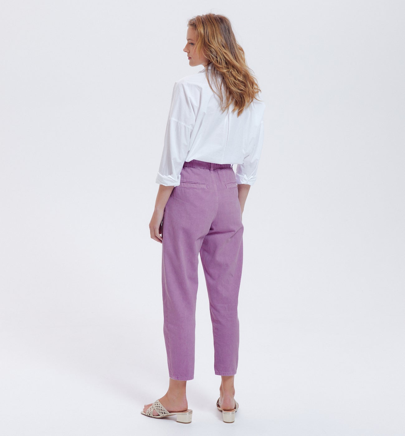 Jean ballon taille haute - Lilas clair