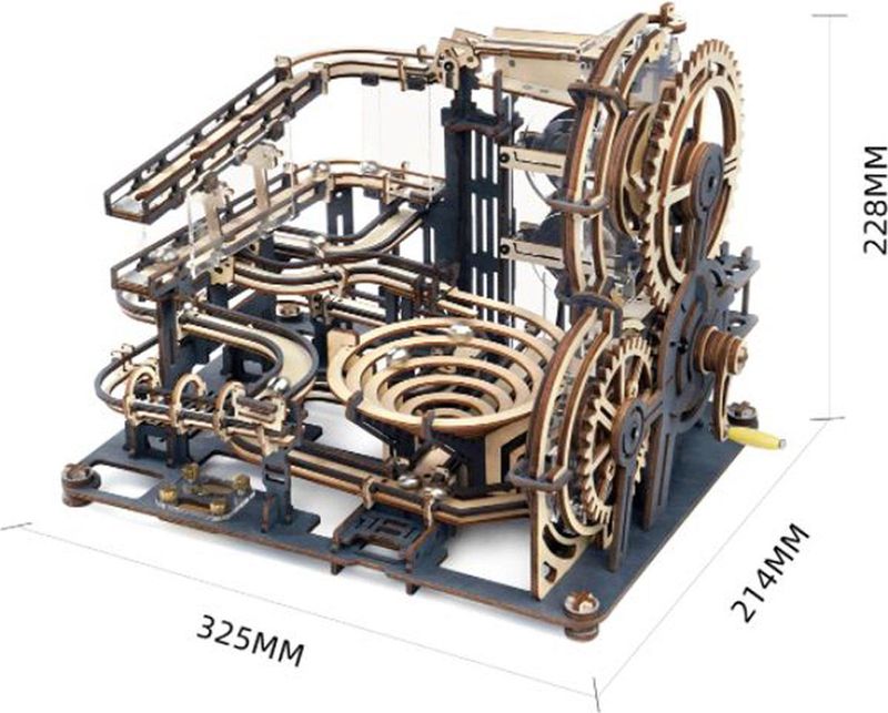 Bouwpakket Familie - Houten Rad - Knikkerbaan - 294 Onderdelen - Luxe Modelbouw - Montage Speelgoed - DIY Puzzel