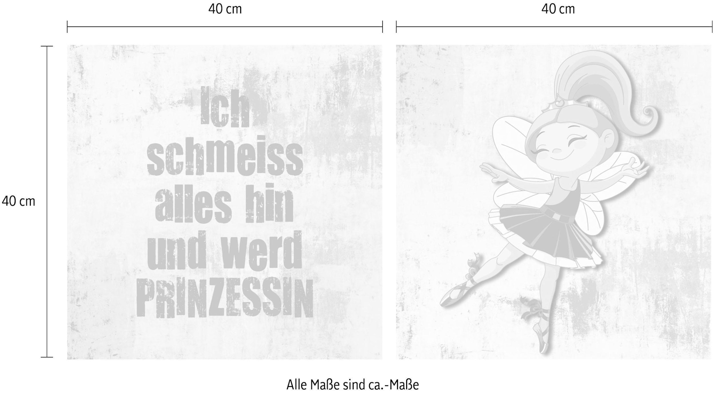 queence Leinwandbild »Prinzessin« Kunst | Könige | Königinnen | Modern | Prinzen | Prinzessinnen | Schriftzug | Schriftzüge | Spa | Spa Bilder | Sprüche | Sprüche & Texte Set,  Premium-Leinwandstoff, Handarbeit aus Deutschland, Spruch, 2er Set