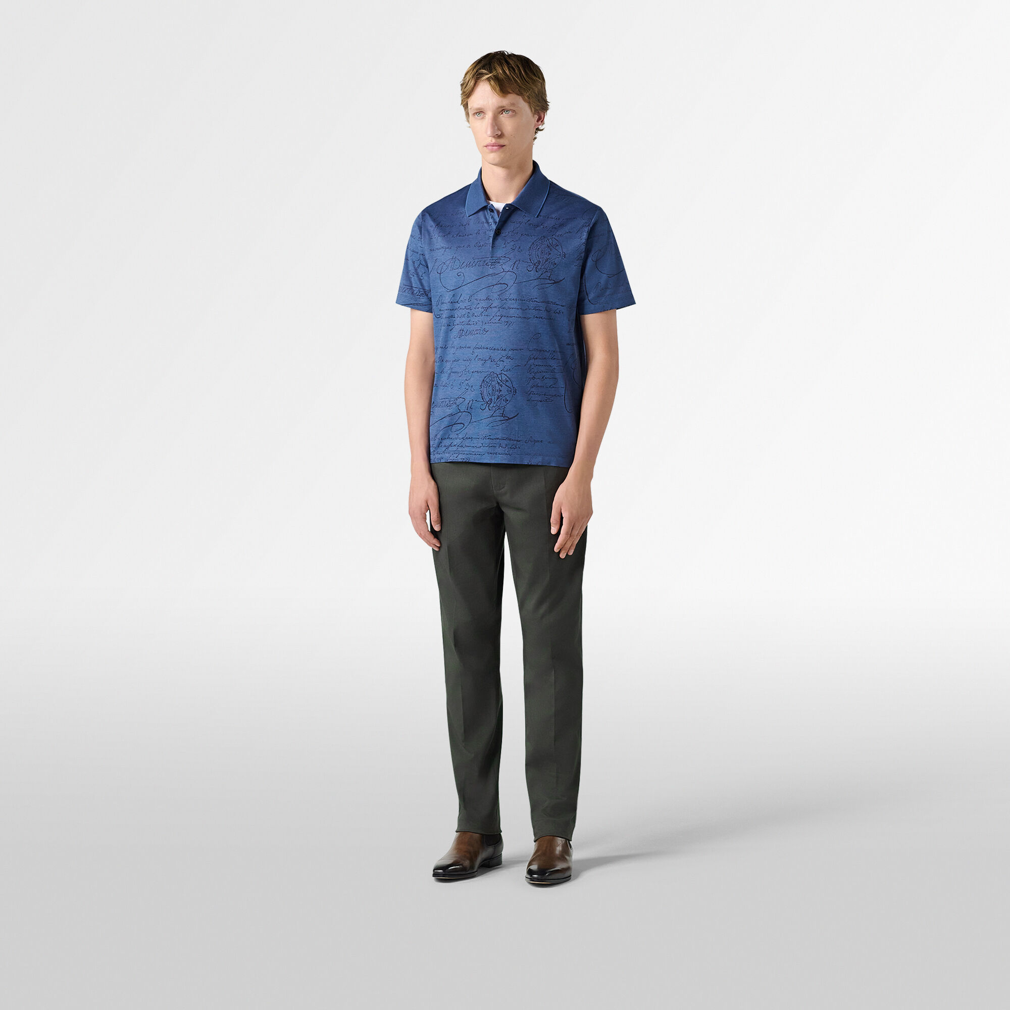 Polo Pique En Jacquard Scritto