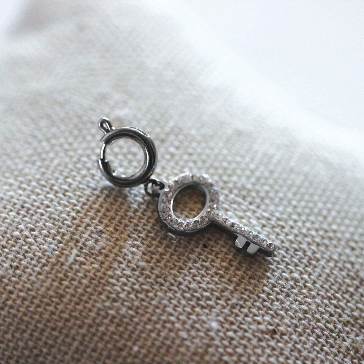 Charm Clef acier zircons