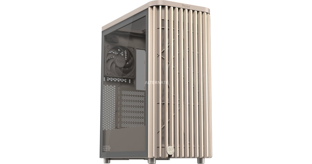 ALTERNATEProArt Studio Ultra 7 - RTX 5080 Workstation pc-systeem Powered by ASUS  (Beige/houtkleur | Core Ultra 7 265K | RTX 5080 | 32 GB | 2 TB SSD)