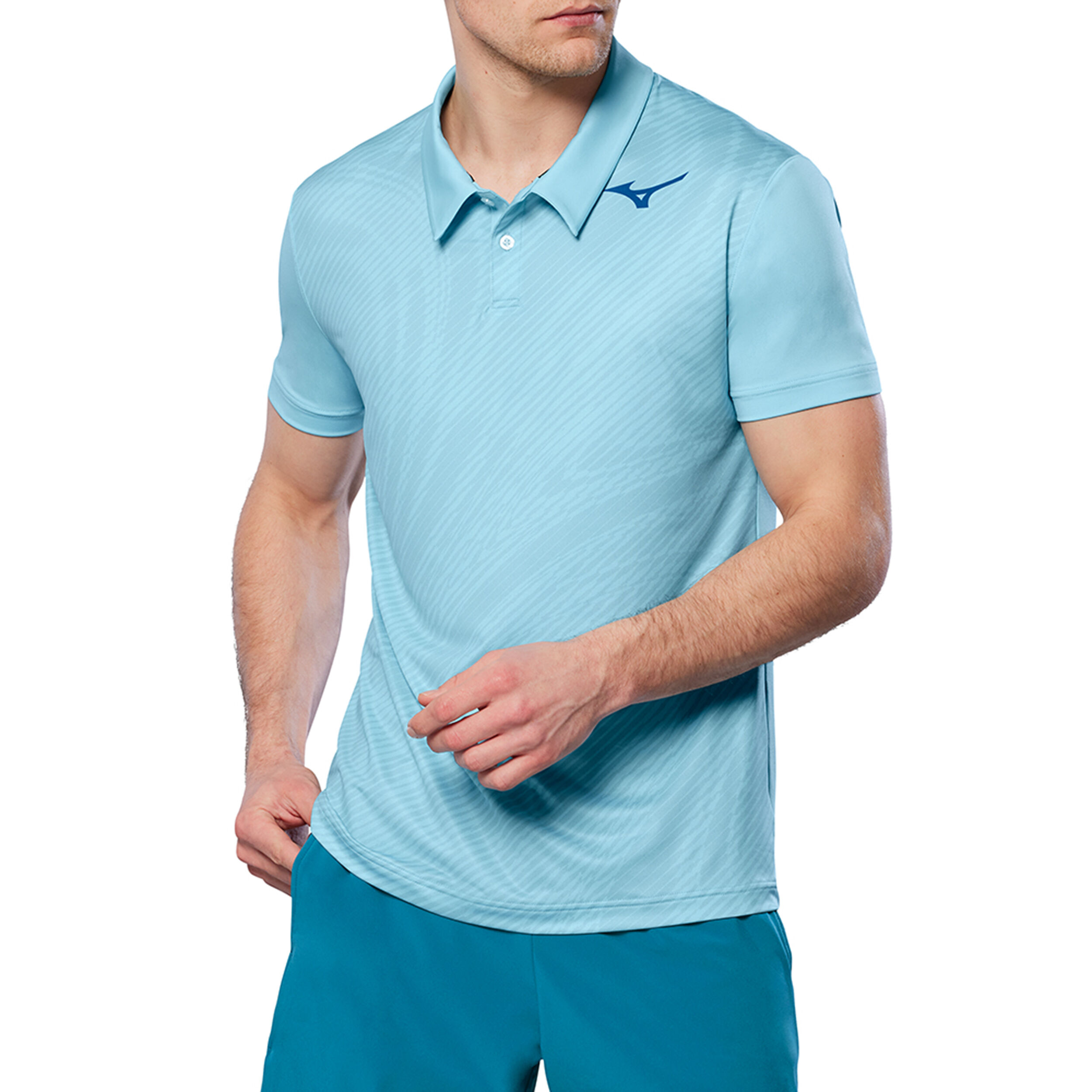 Mizuno Charge Shadow Polo Hommes - Bleu Clair