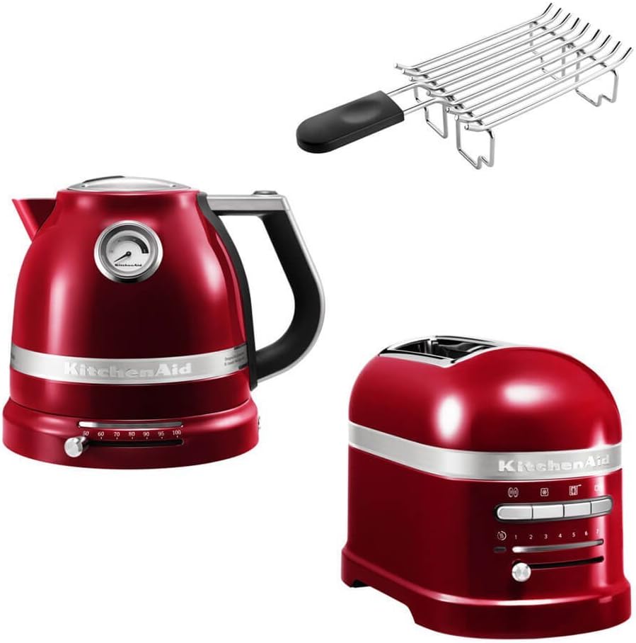 KitchenAid Artisan Frühstücks Set | incl. Wasserkocher 5KEK1522, 2 Scheiben Toaster 5KMT2204 und Brötchenaufsatz | für einen perfekten Start in den Tag! (Liebesapfel Rot)