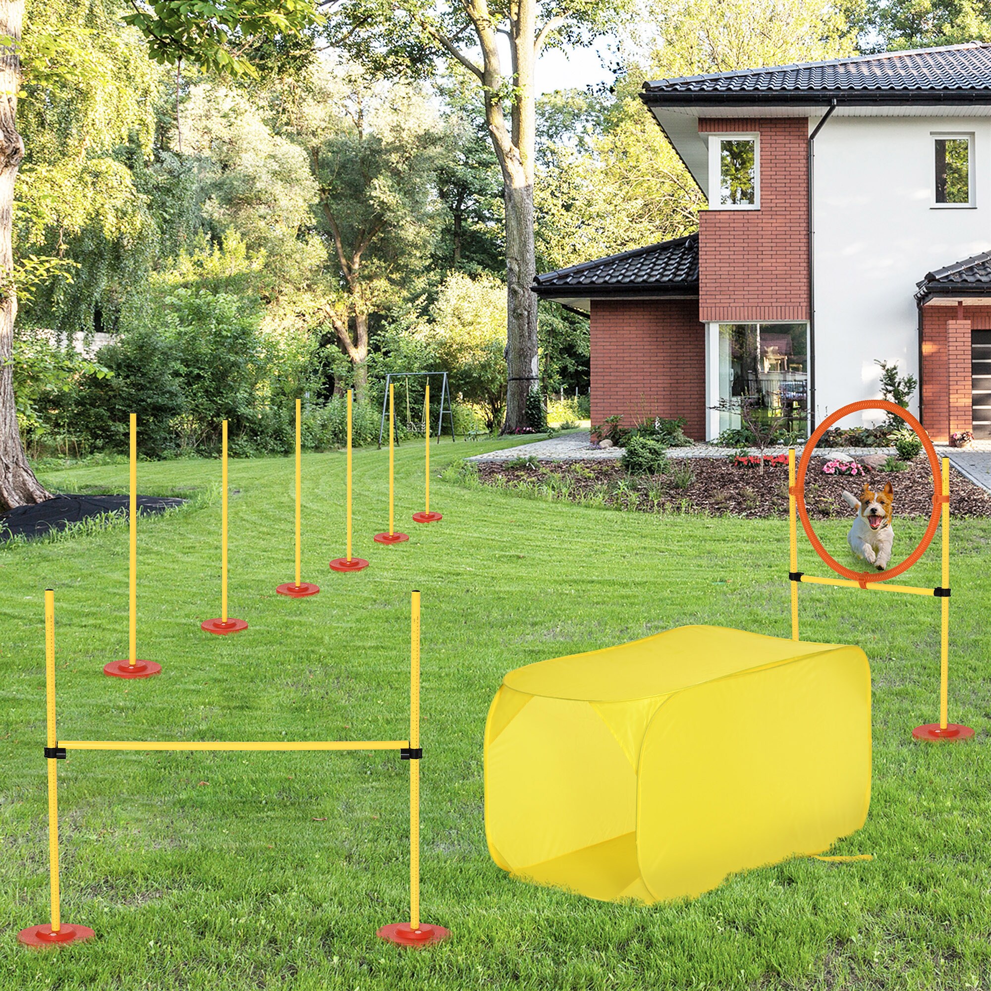 PawHut Agility Set für 4 verschiedene Trainingsvarianten gelb