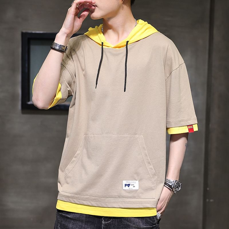 Lefitt - T-shirt met korte mouwen en capuchon, tweedelig