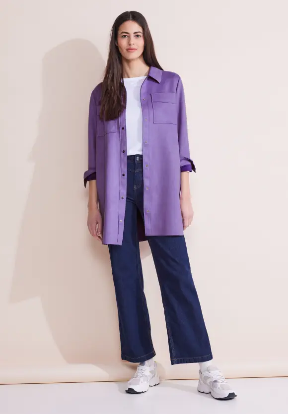 Long Velours Jacke - shiny lilac