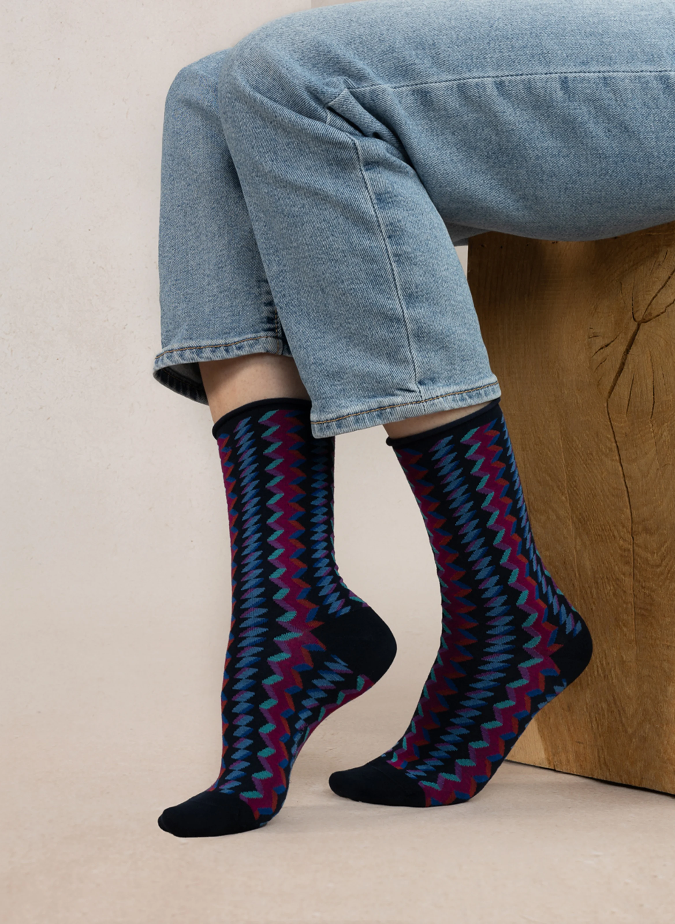 ZIGZAG - Chaussettes imprimées en coton mélangé | Bleu