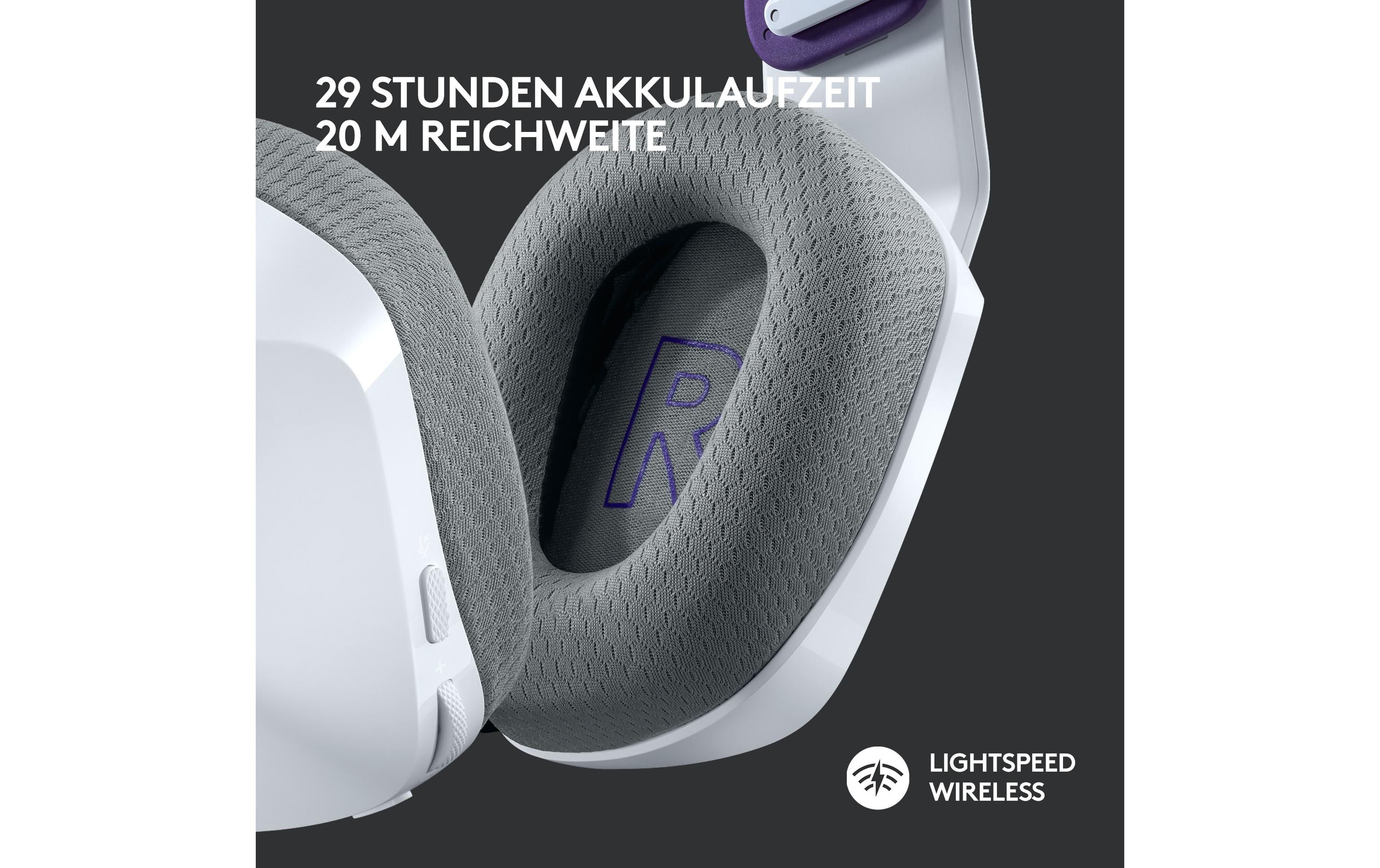 Headset G733 Lightspeed WeissWireless-Gaming-Headset mit DTS 7.1 Surround-Sound und RGB Beleuchtung