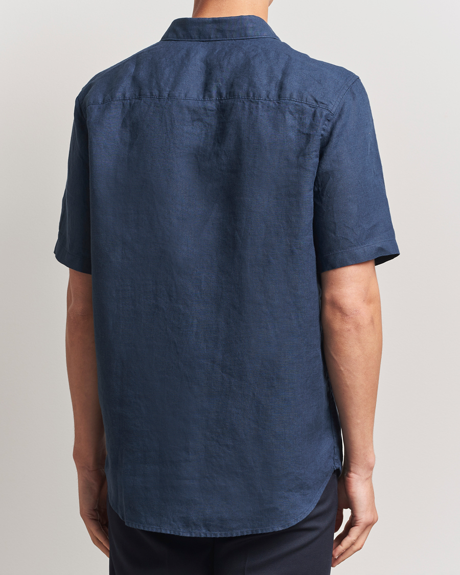 NN07 Enzo Linen Short Sleeve Shirt Navy Blue