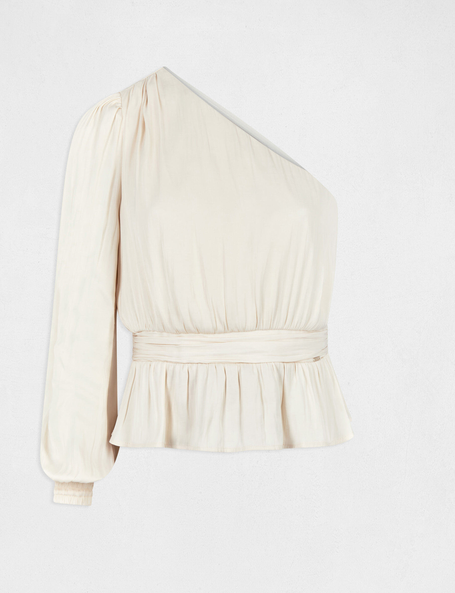 Blouse asymétrique smockée ecru moyen femme - ecru_moyen
