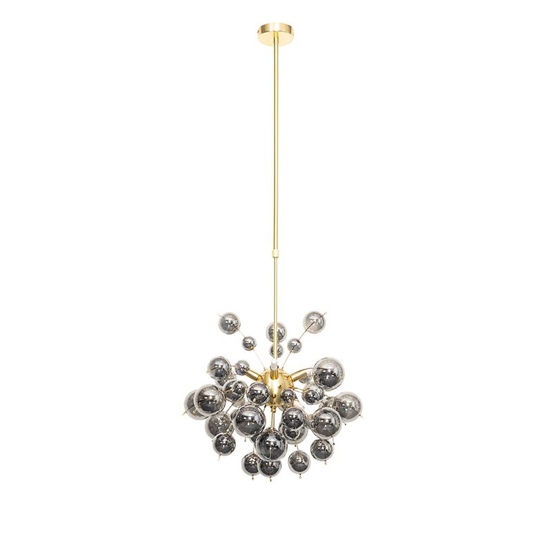 Design hanglamp messing met glas smoke 8-lichts - Explode