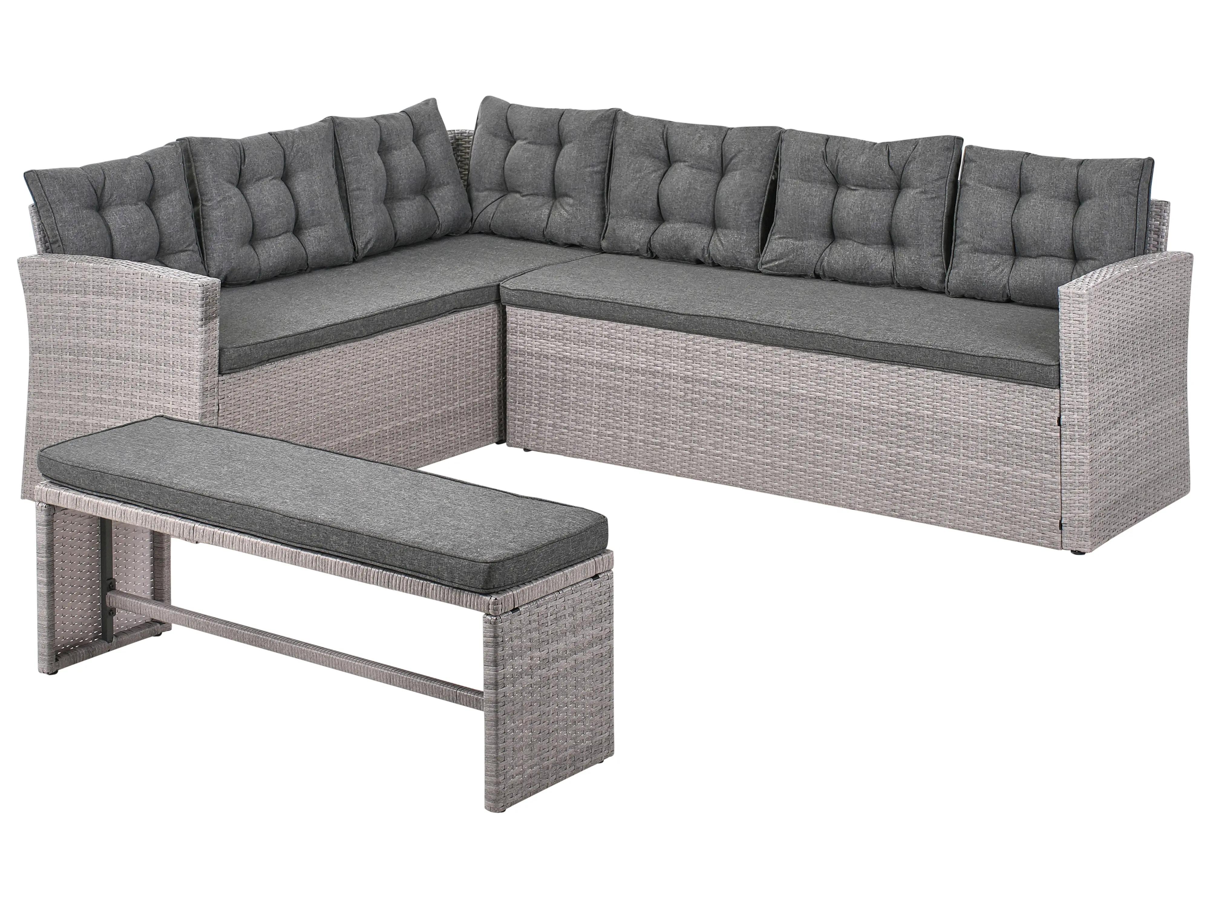 Loungeset hoekbank 8-zits PE rotan grijs VITERBO