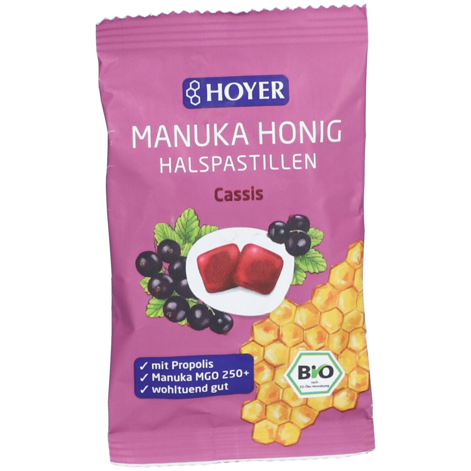 HOYER MANUKA HONIG Halspastillen Cassis