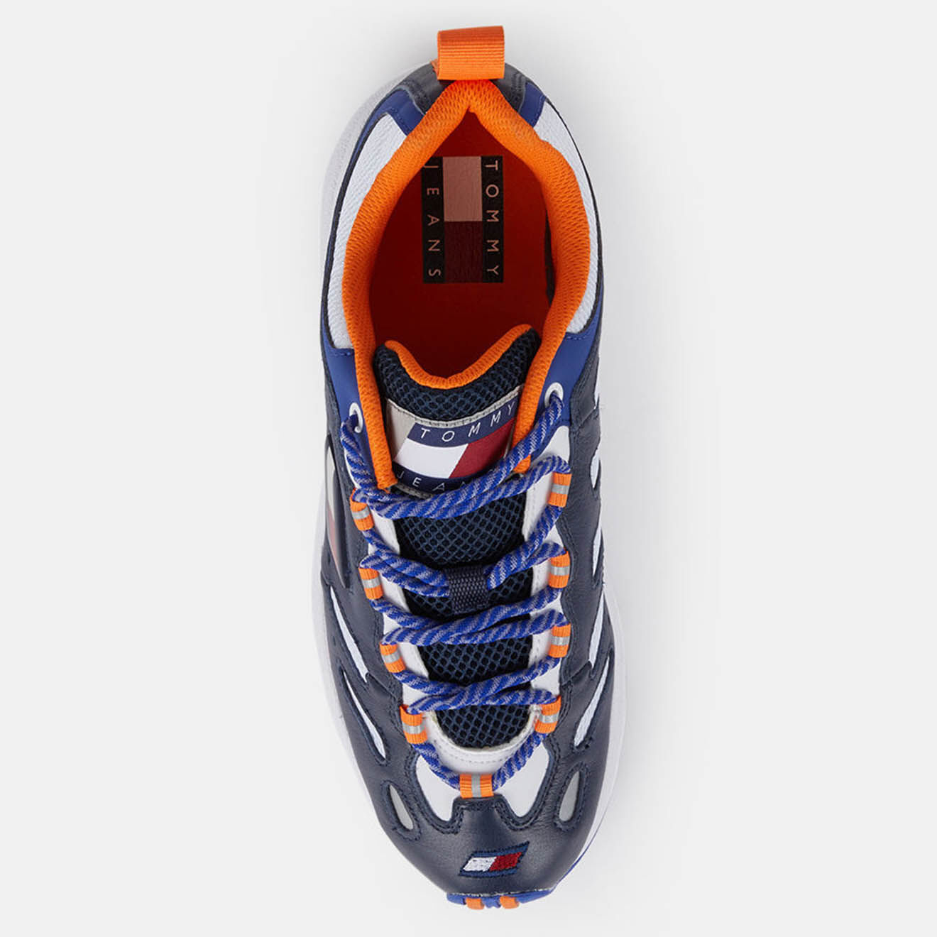 Tommy Hilfiger Baskets en Cuir & Mesh Heritage Retro bleu marine/blanc/orange