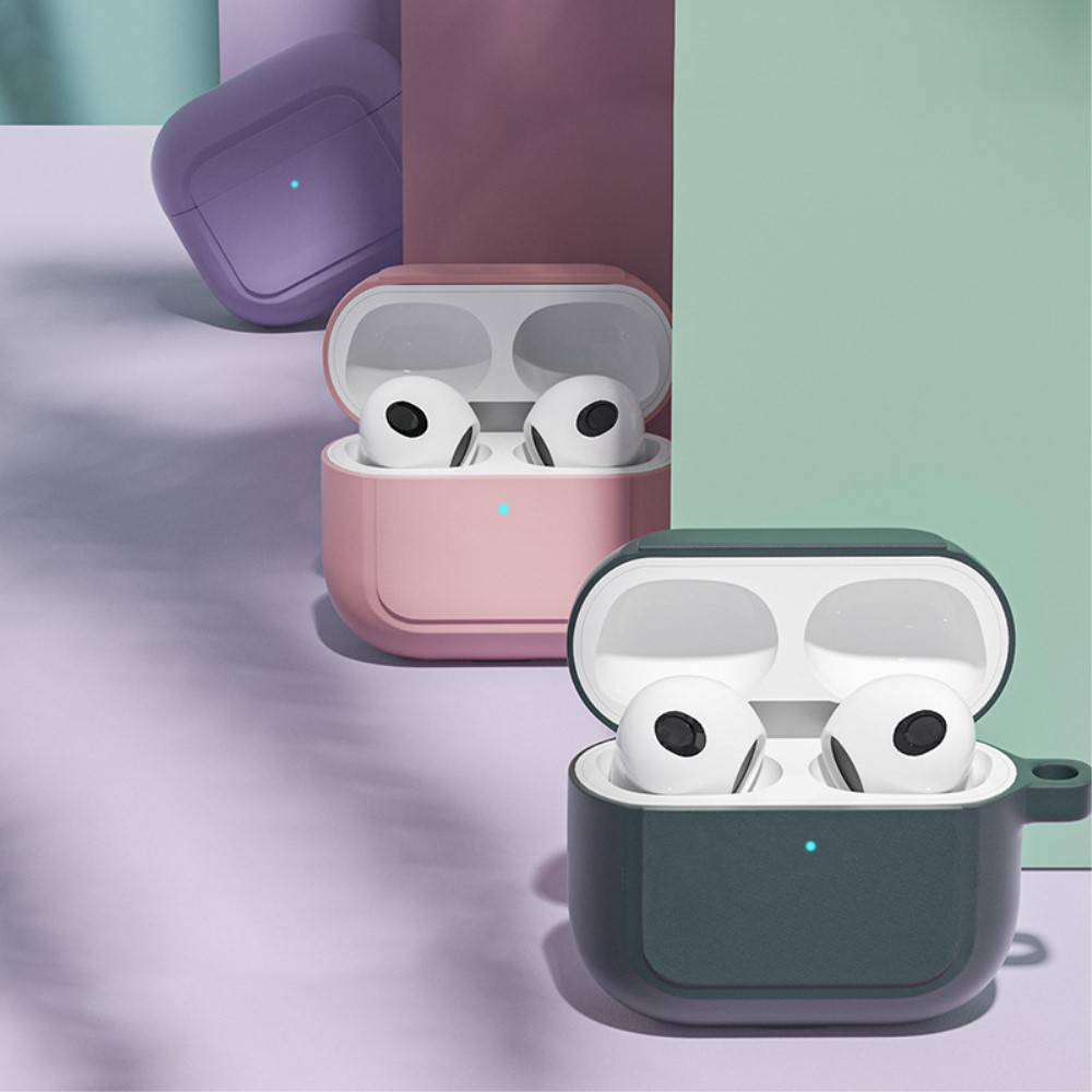 AirPods (3. Generation) Silikon Case Schutzhülle Abdeckung mit Karabinerhaken - Dunkelgrün